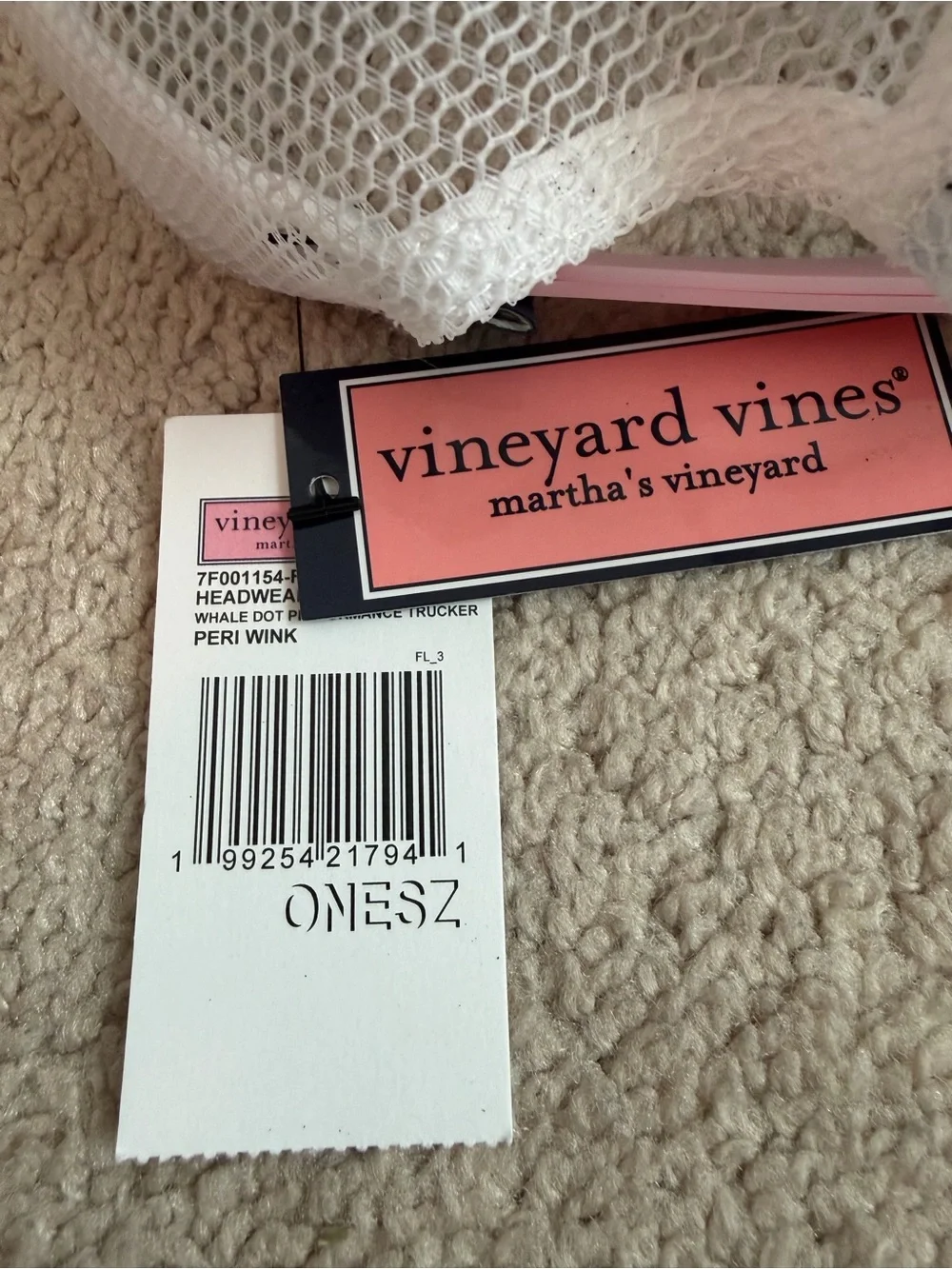 Vineyard Vines NWT Whale Dot Performance Trucker Hat Periwinkle Pink Unisex OS